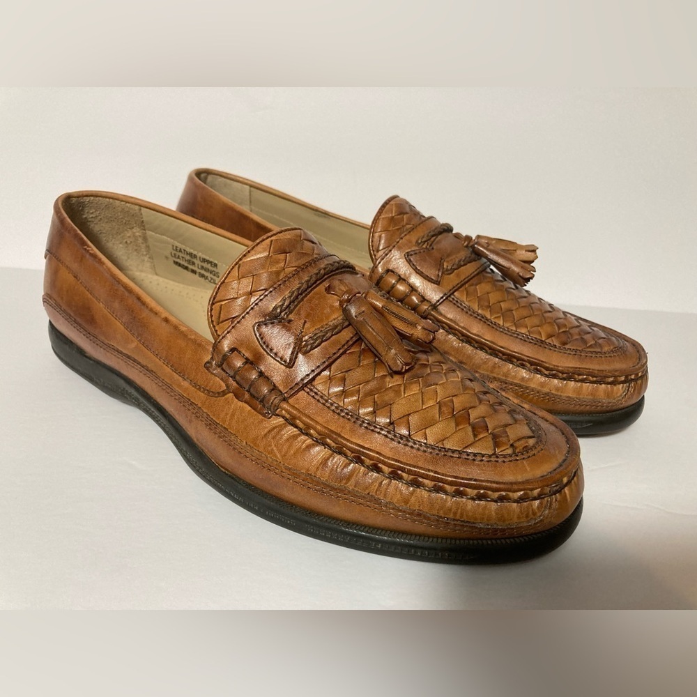 Florsheim leather tassel loafers slip on shoes brown size 9.5D